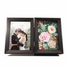 Double Hinged Picture Frame Desktop or Wall Mounted Portrait and Landscape View Photo Frame Antique wood